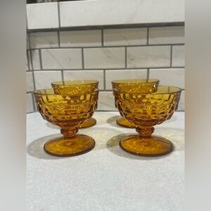 Whitehall Sherbert Amber Cups Indiana Glass 2pc Set